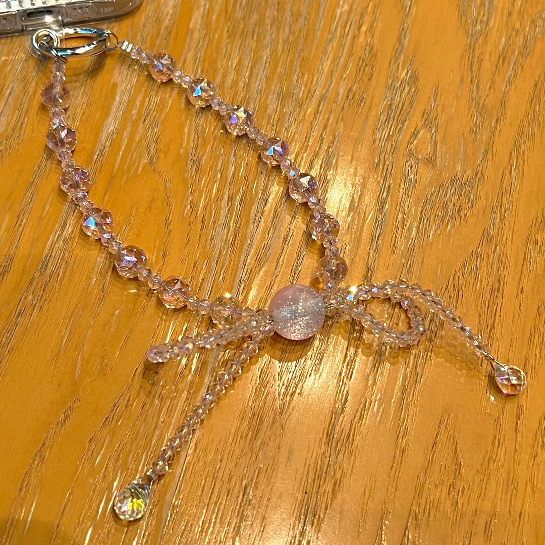 粉色琉璃时尚创意高级水晶小众多彩个性手链手腕挂绳手机通用挂饰