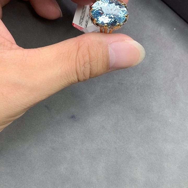 银S925镀金镶嵌戒指托帕石