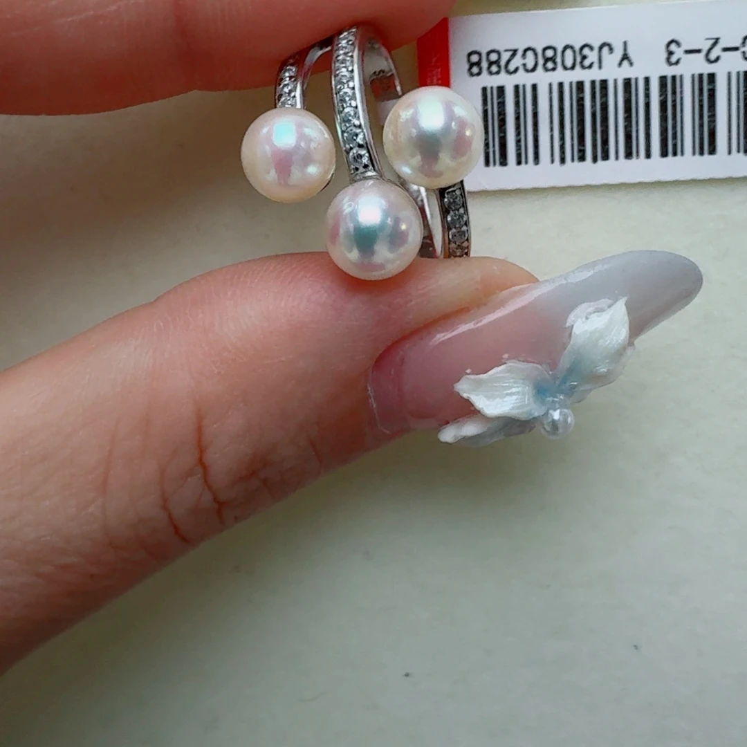 银S925镶嵌戒指海水珍珠@@yh038