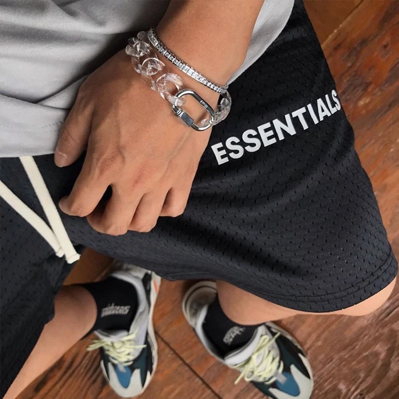 【ESS网眼短裤宽松夏季】立体胶标网眼百搭复古透气短裤休闲美式