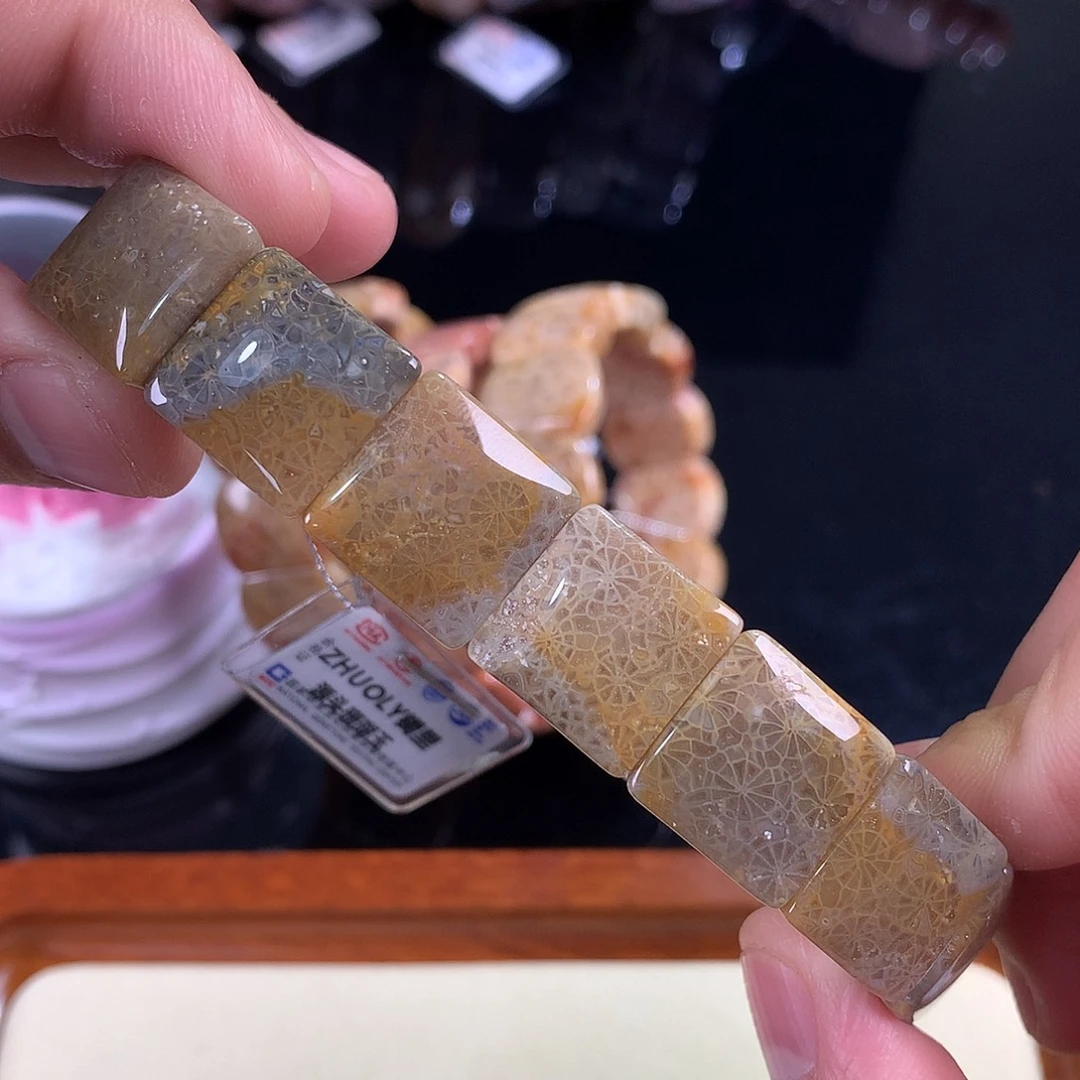 硅化珊瑚（珊瑚玉）未镶嵌吊坠(赠链)13号全满蕾丝