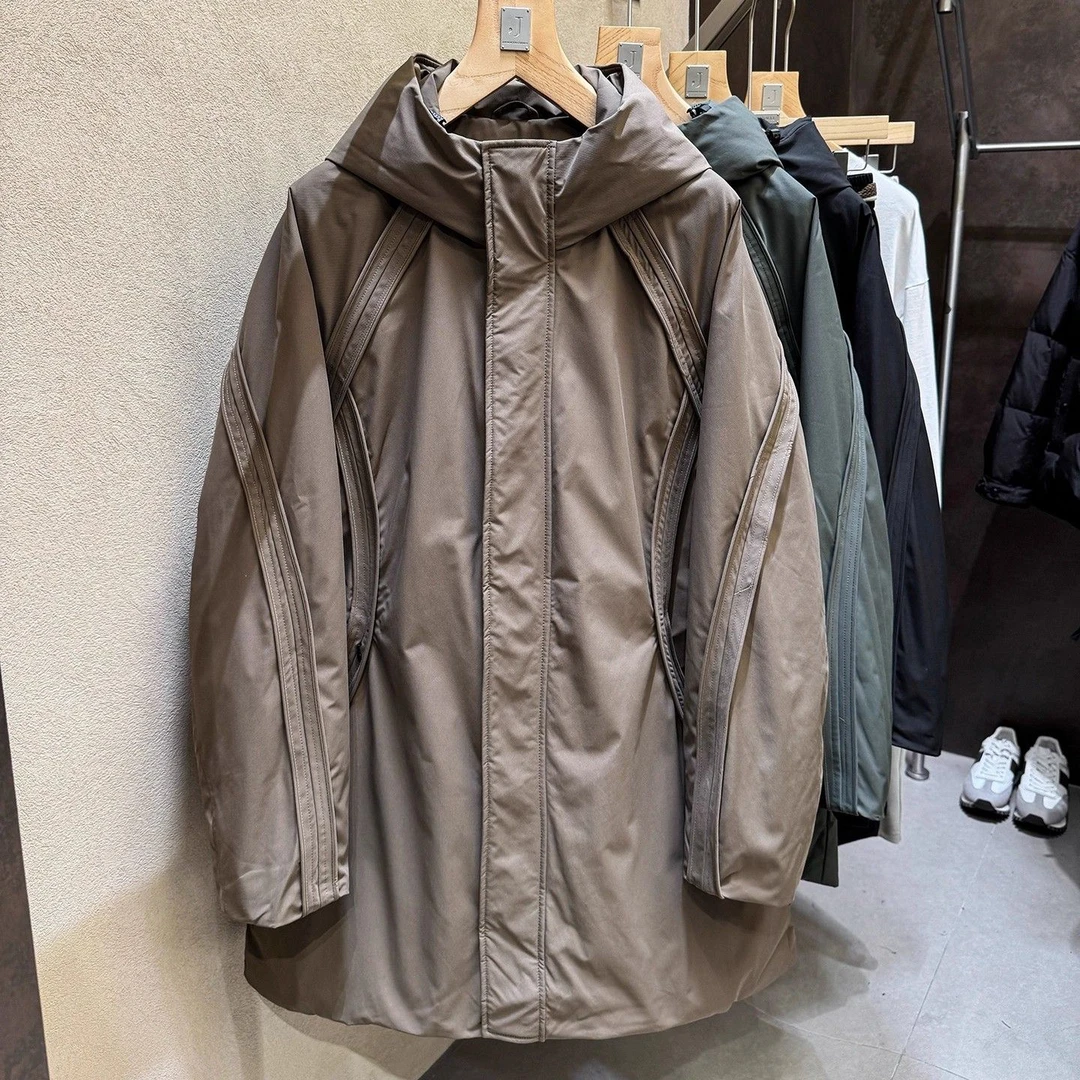 【灌】UUS高级感 3000+质感 设计结构款90白鸭绒男连帽中长羽绒服