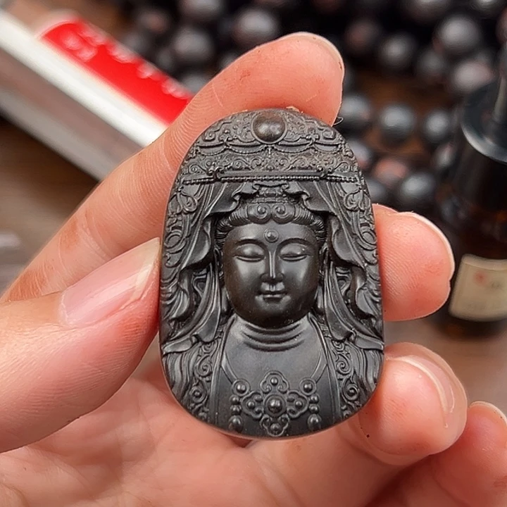 檀香木其他阴沉横纹观音40mm