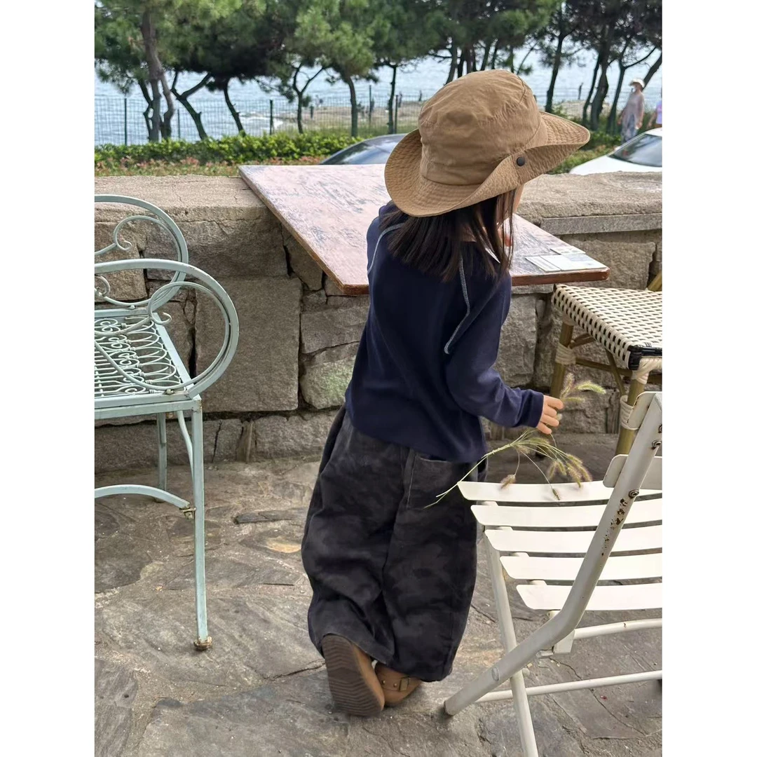 新款春秋复古印花亲子迷彩裤  2025A113
