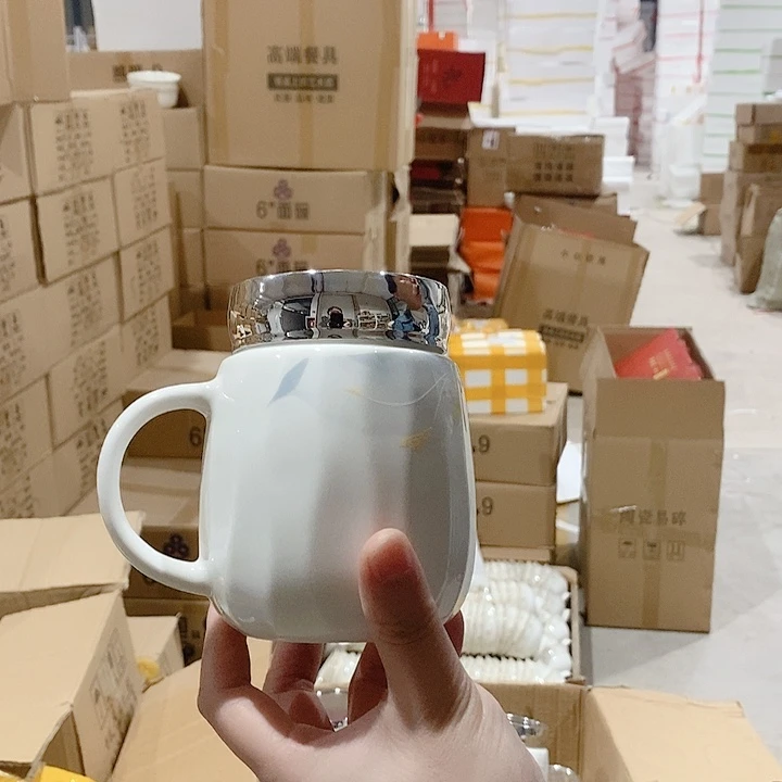 白瓷老白泥水杯带盖1个装