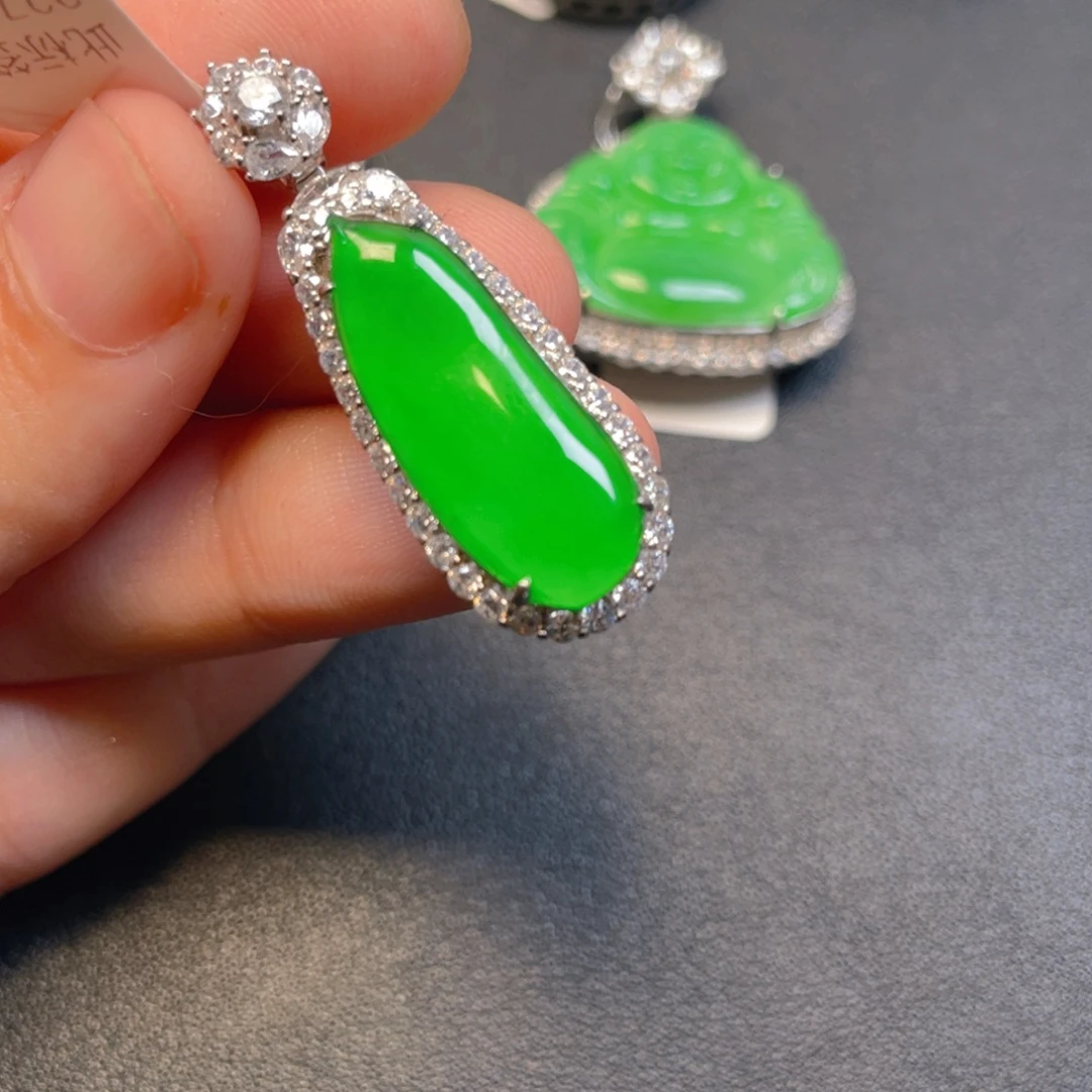 翡翠银S925镶嵌吊坠(不含链)