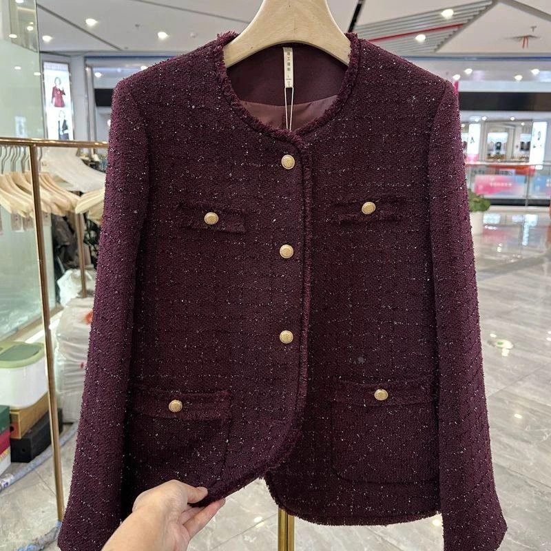 黛迹妈妈春季新款小香风短款外套时尚宽松高贵大码中老年女减龄