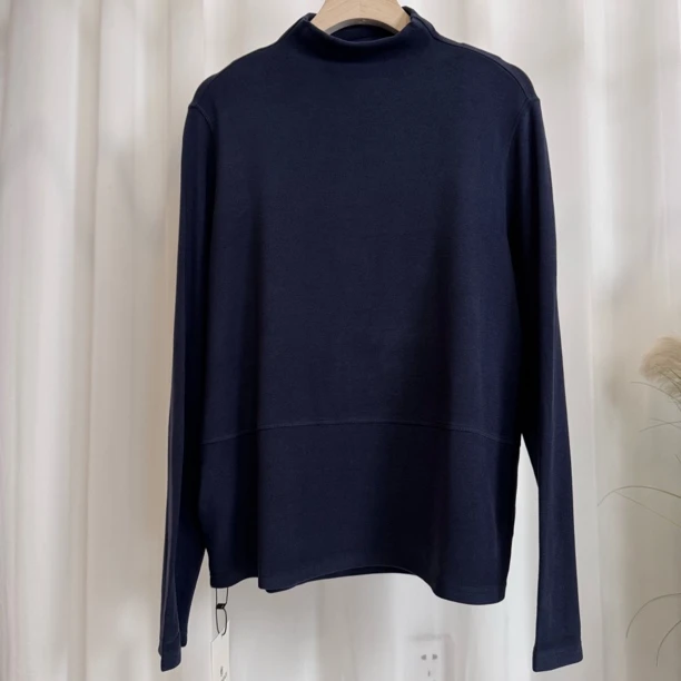 水淼2025冬季新款1556-简约百搭立领磨绒纯色打底衫