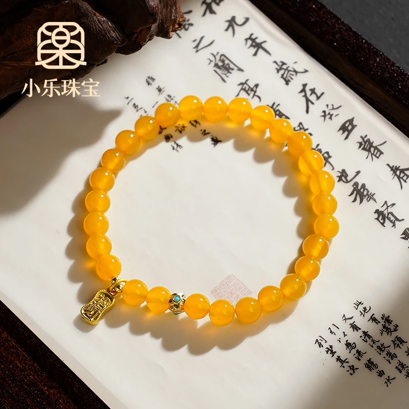 高品质黄玛瑙单圈招财纳福女式手链多样性发一-10261