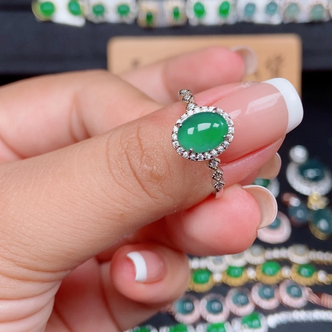 银S925镶嵌戒指翡翠29