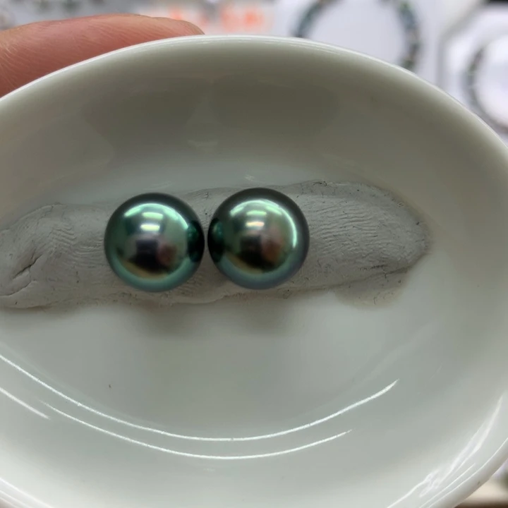 海水珍珠裸珠10+孔雀绿炫 安安