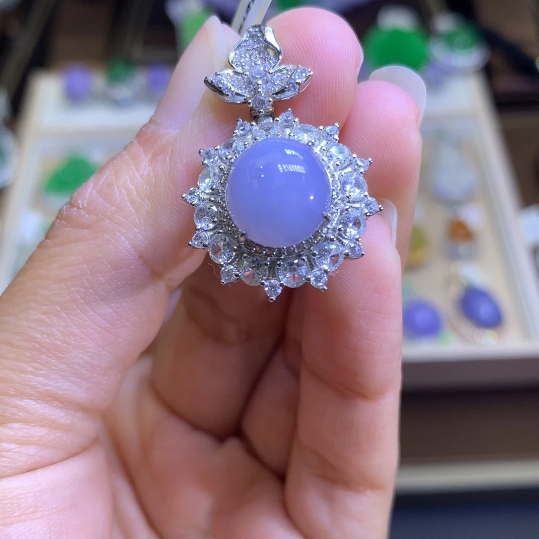 翡翠戒指银S925镶嵌翡翠