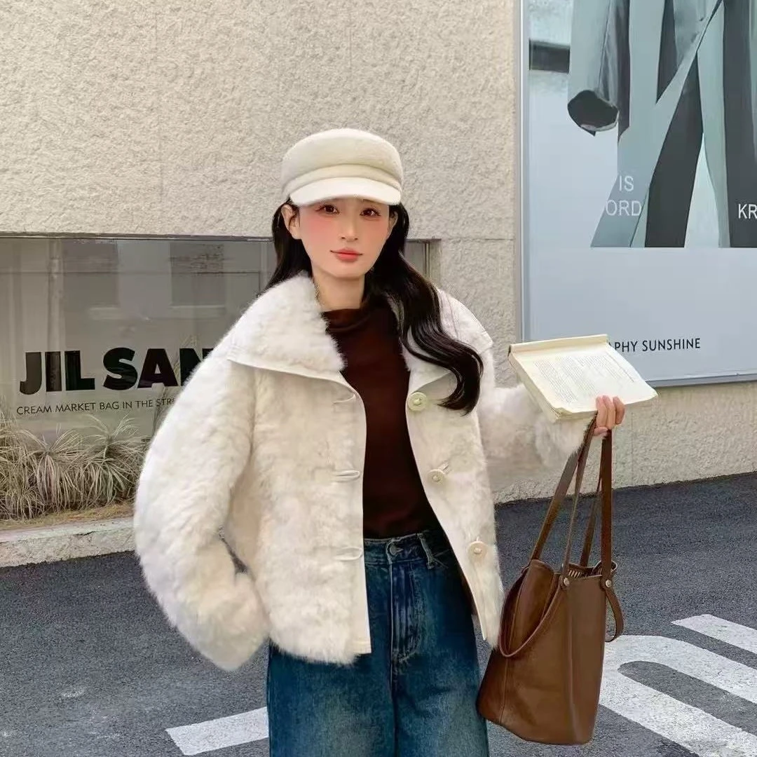 秋冬新款韩版通勤日常休闲减龄甜美保暖毛绒外套232