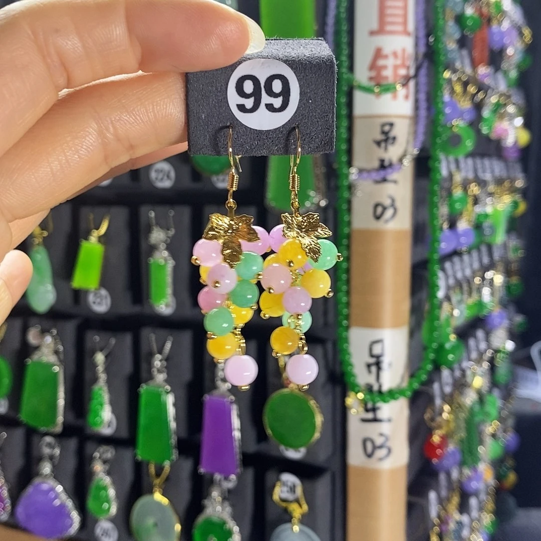 银S925镶嵌翡翠耳饰99