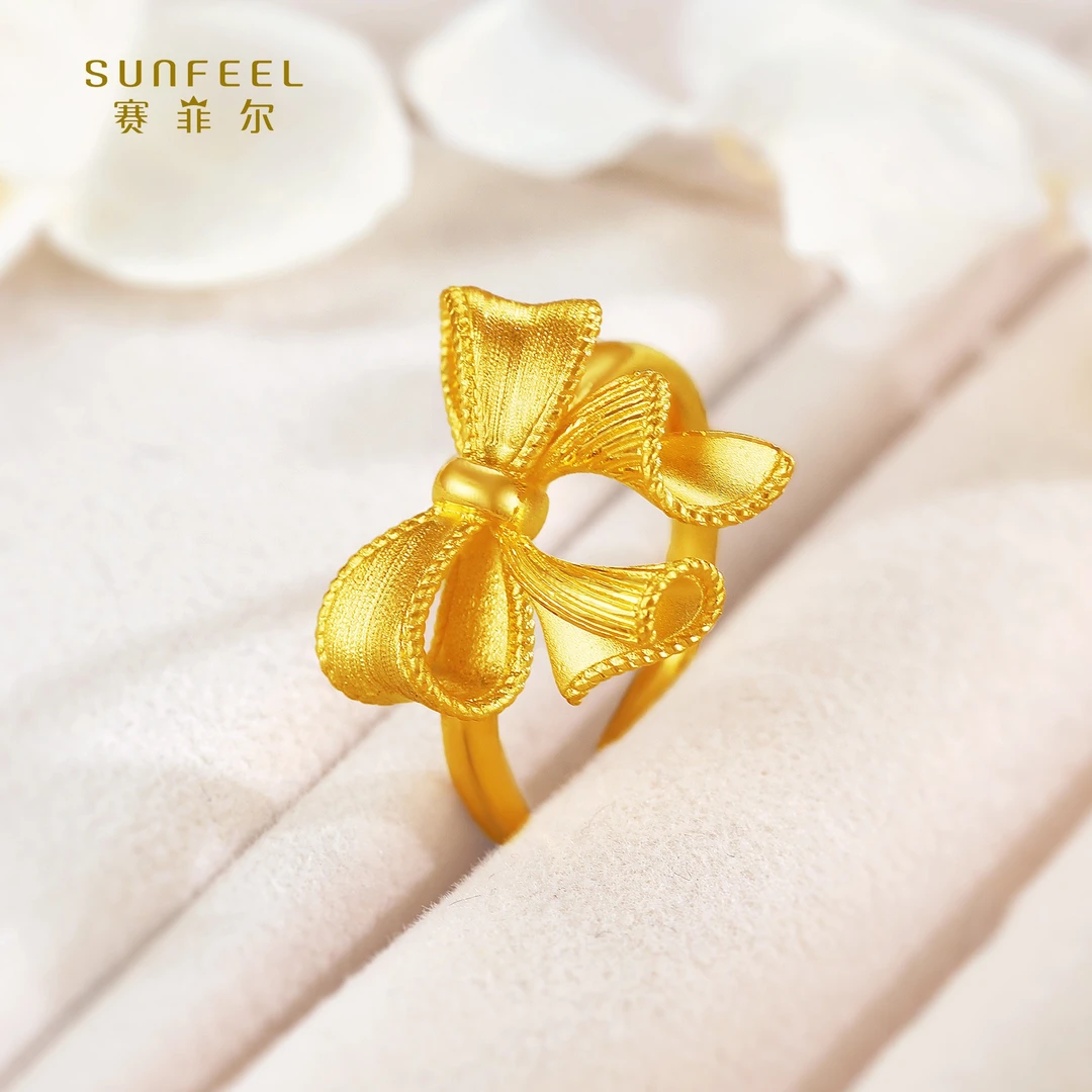SUNFEEL/赛菲尔【十七店】足金时尚款蝴蝶结戒指HJ59051888