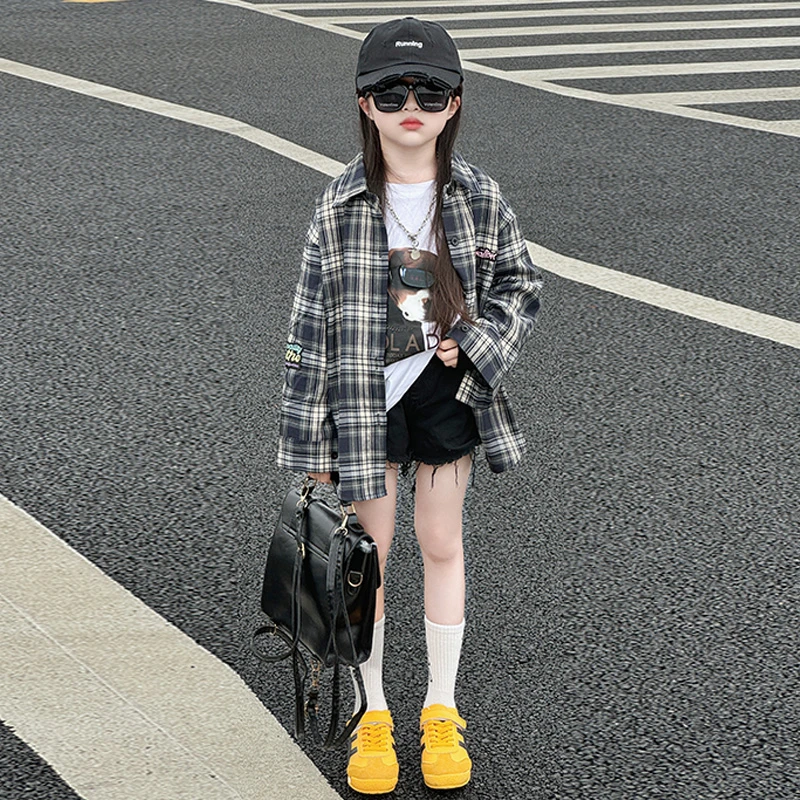 女童衬衫外套春秋款2025新款儿童早秋休闲衬衣大童秋季开衫秋装潮