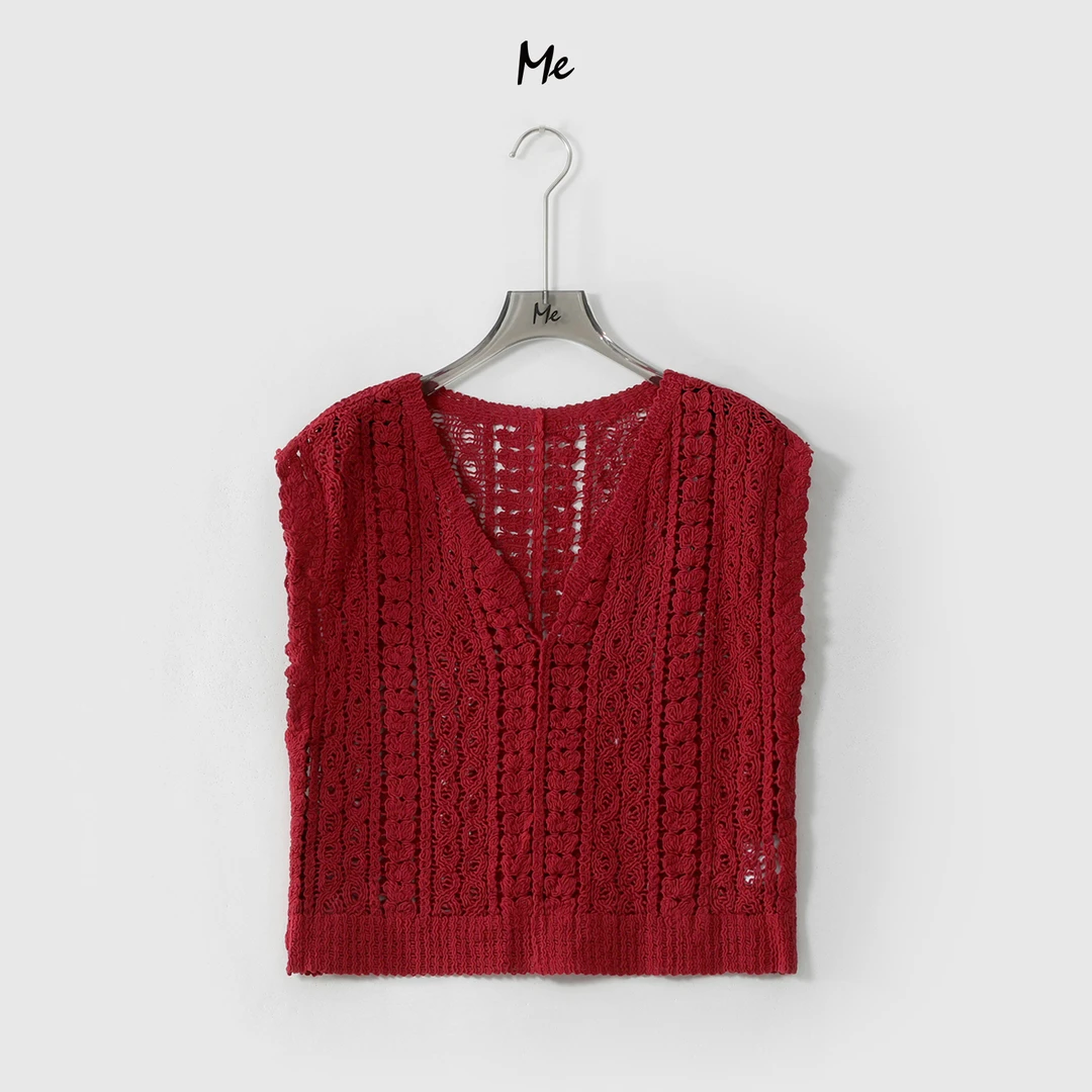 ME【南岛钩花坎肩】100棉钩花镂空显瘦舒适时尚百搭针织衫MESS5507