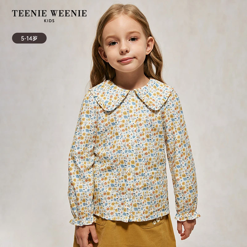 TeenieWeenieKids24年秋款女童花边大翻领碎花衬衫TKYA244951B