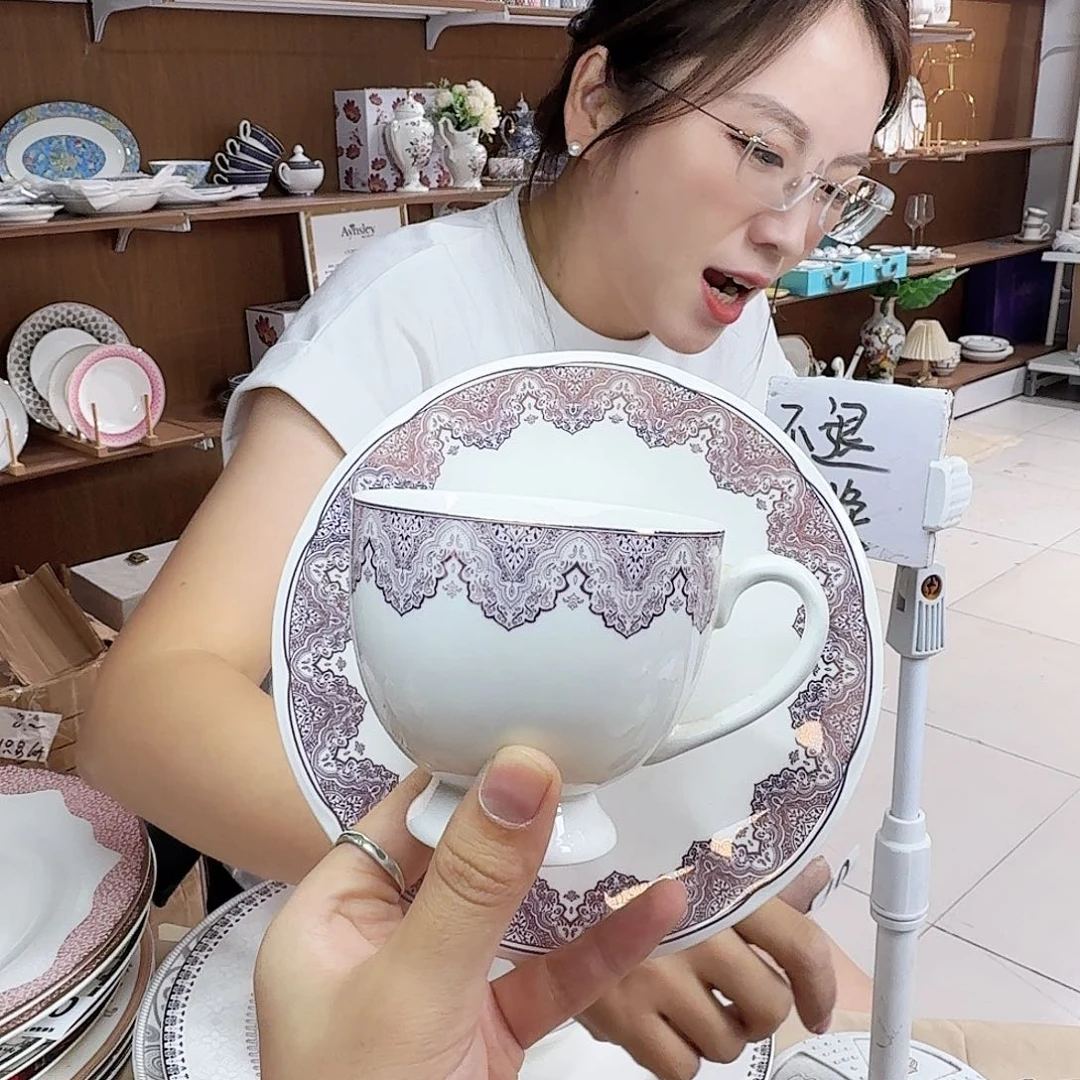 骨瓷220ml咖啡杯碟4套（8件）瑕疵品不忒不还