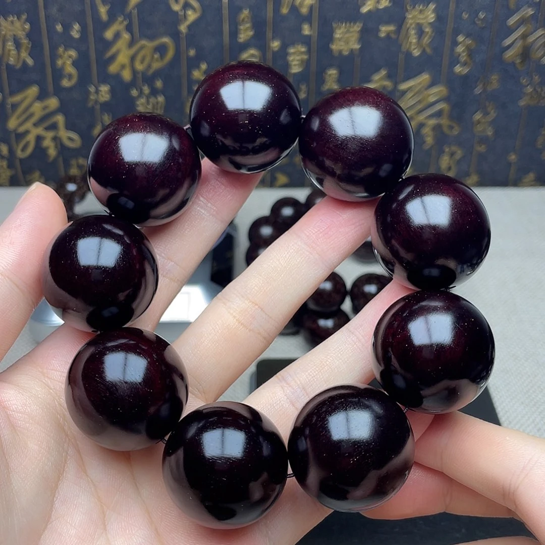 檀香紫檀（小叶紫檀）3.0 9颗 紫黑油老料金星