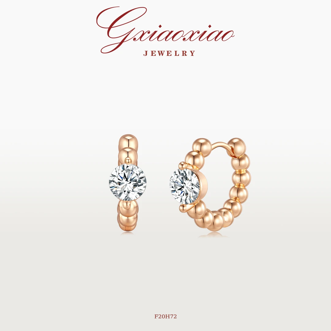 铜合金合成锆石耳饰  法式气质高级百搭圆珠耳环 F20H72 F20H73