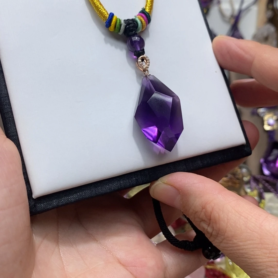 银S925镶嵌紫晶吊坠(赠链)紫水晶吊坠