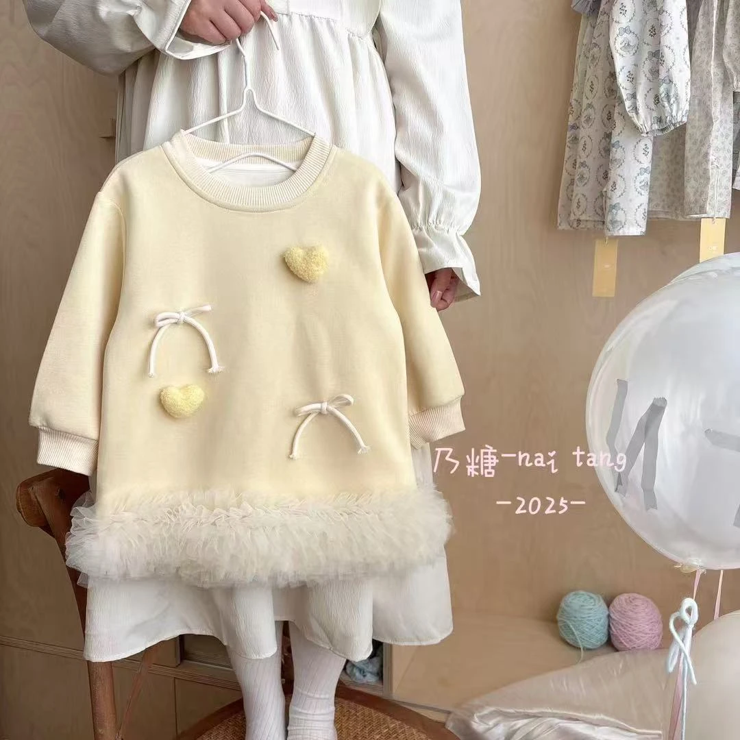 乃糖2025女童新款春款蕾丝花边立体爱心连衣裙511026