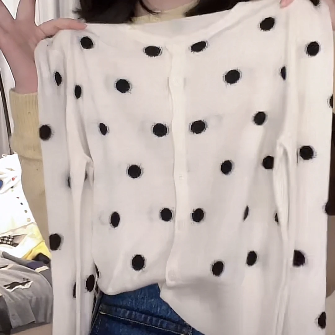 【波点】早秋流行款卡通印花长袖新款开衫2025时尚潮流休闲上衣