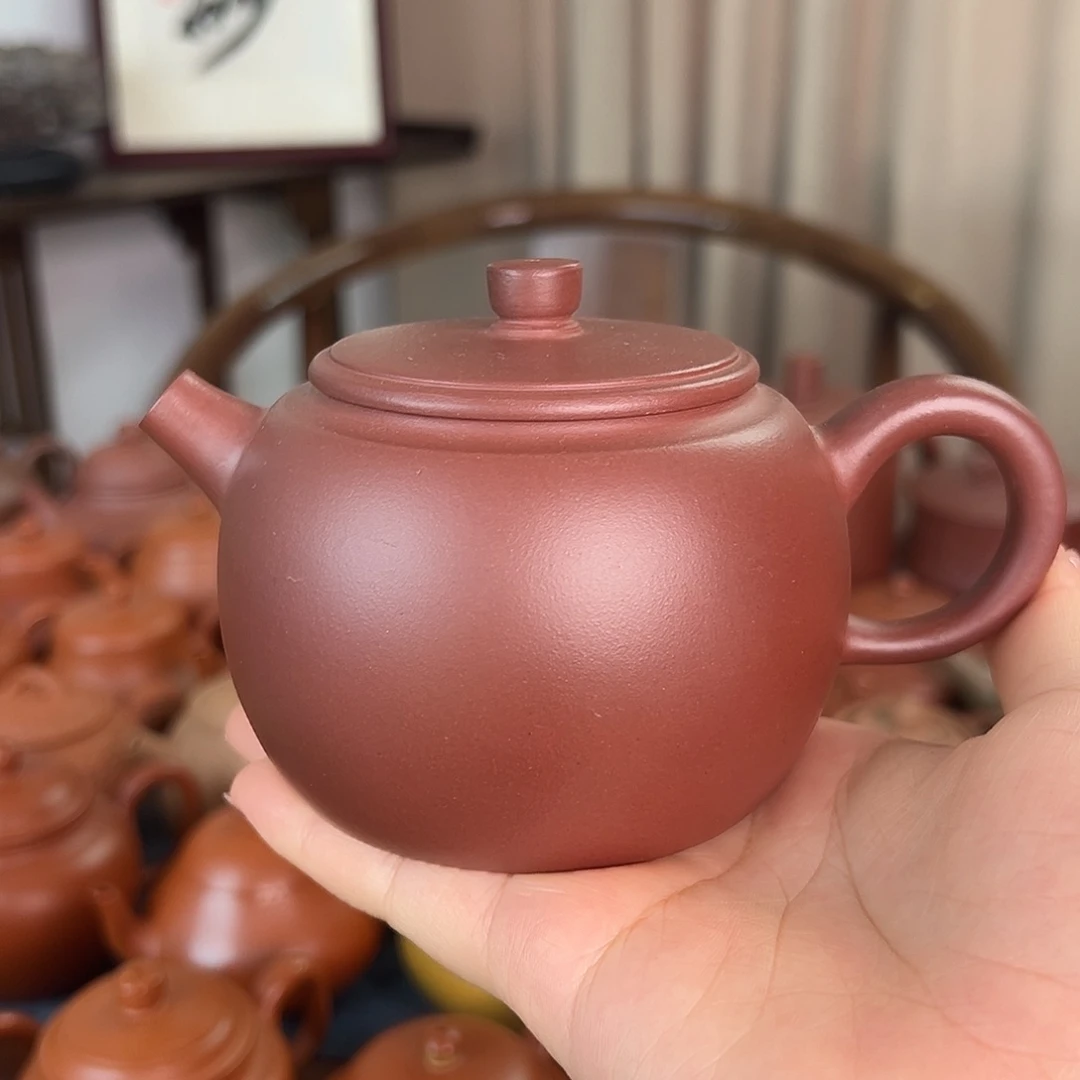 茶壶紫砂精品原矿紫泥苹果壶240左右