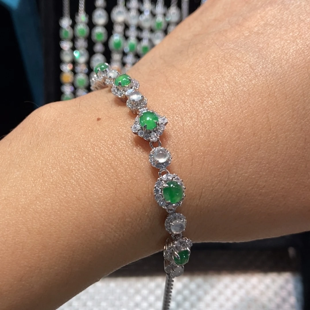 翡翠银S925镶嵌手链