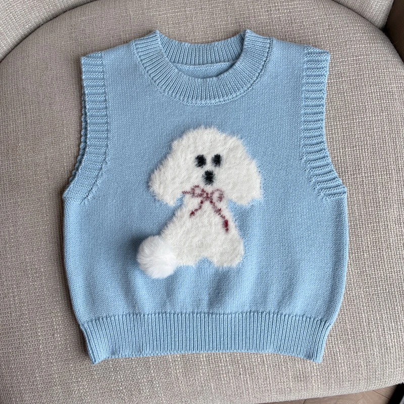 【针织提花背心马甲 小洛妈咪】宝宝春秋儿童装婴儿无袖上衣B14