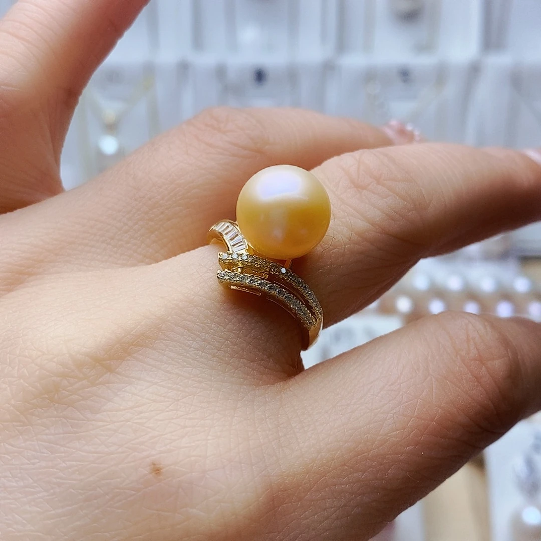 淡水珍珠戒指银S925镶嵌阿*