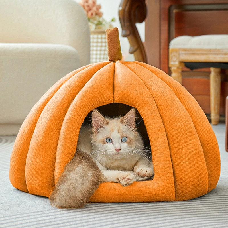 南瓜窝猫窝狗窝四季通用一体半封闭保暖猫咪用品睡垫冬季无毛猫