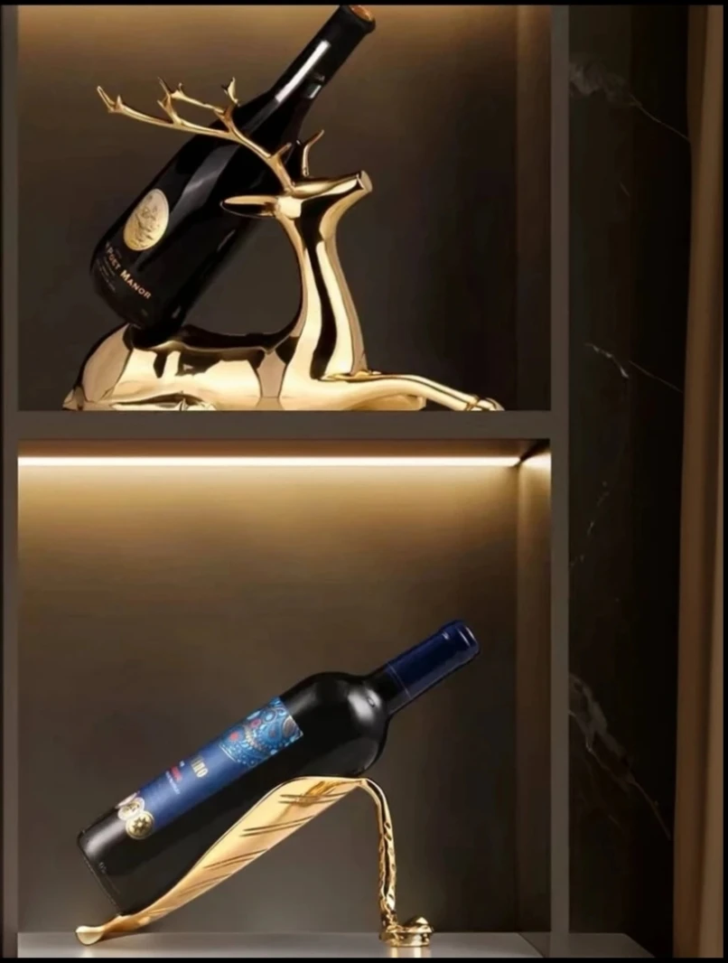高档轻奢复古创意酒柜摆件红酒架摆设工艺品欧式美式样板房装饰