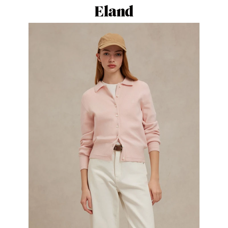 Eland衣恋毛针织衫女欧若风穿搭立体坑条毛衫上衣新款EECKF12E05