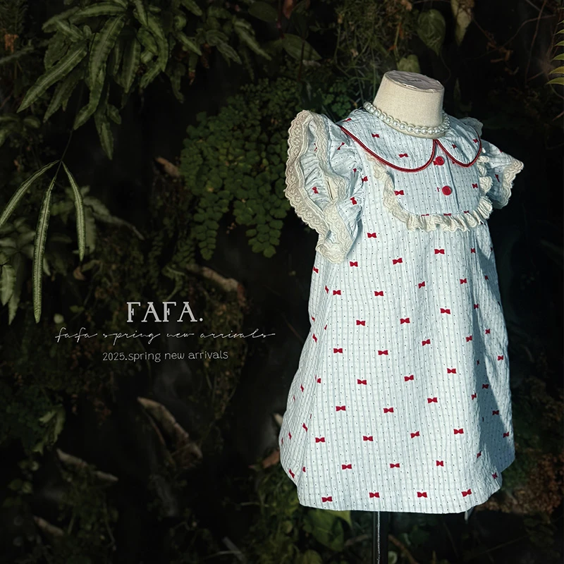 【FAFA】女碎花格子复古公主裙童装夏季吊带裙/背心裙XQ259569