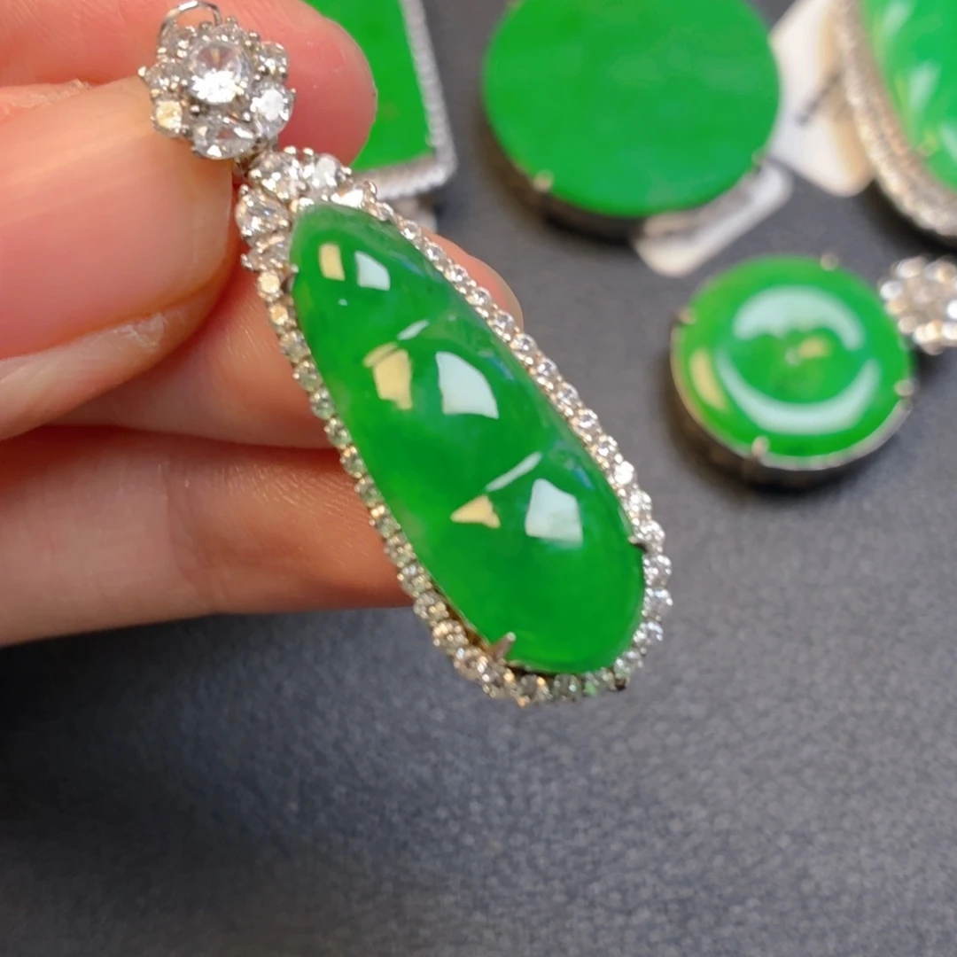 翡翠银S925镶嵌吊坠(不含链)