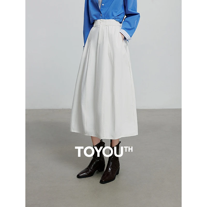 初语半身裙女裙子25春百搭蓬松中长裙A字裙8510007