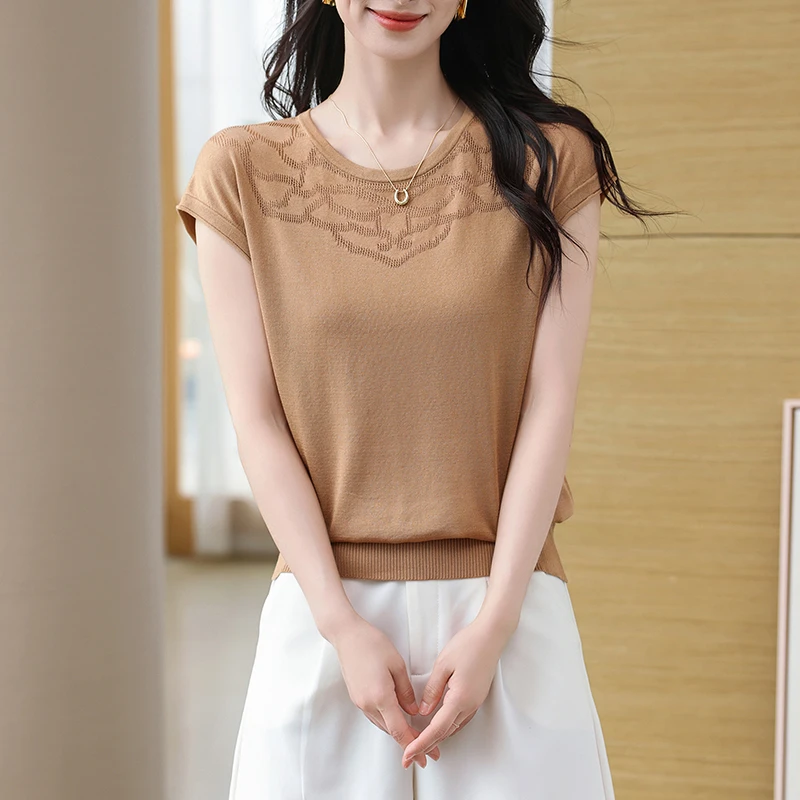 【莱赛尔天丝】2025夏季新款圆领打底外穿宽松休闲短袖T恤大码