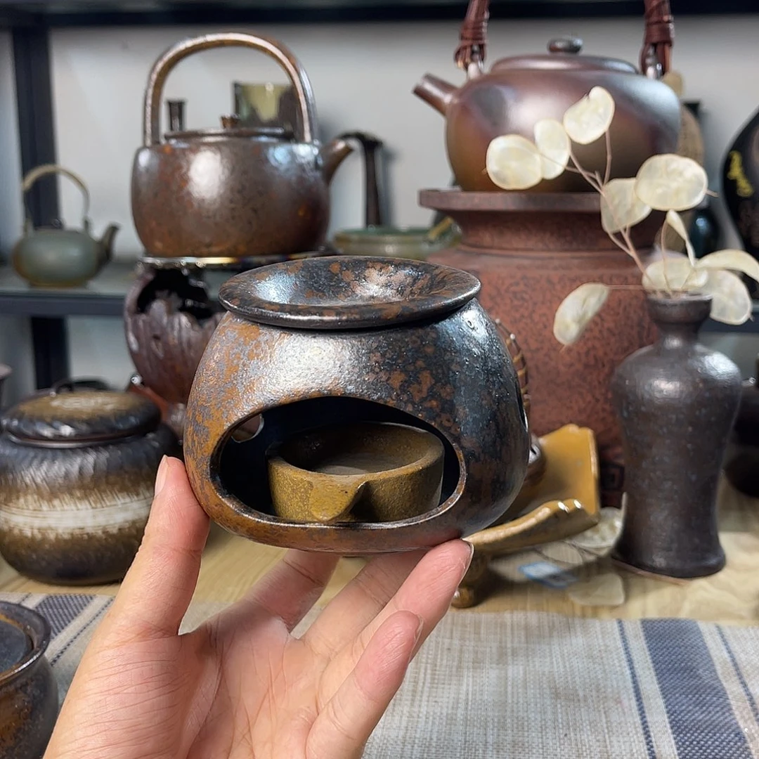 碟紫砂粗陶实用茶炉