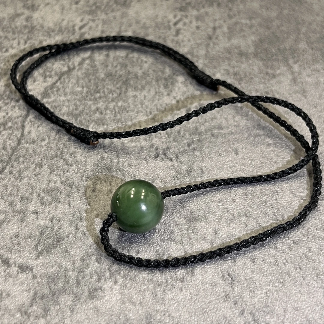 GN10162 和田玉菠菜绿单珠吊坠 18mm