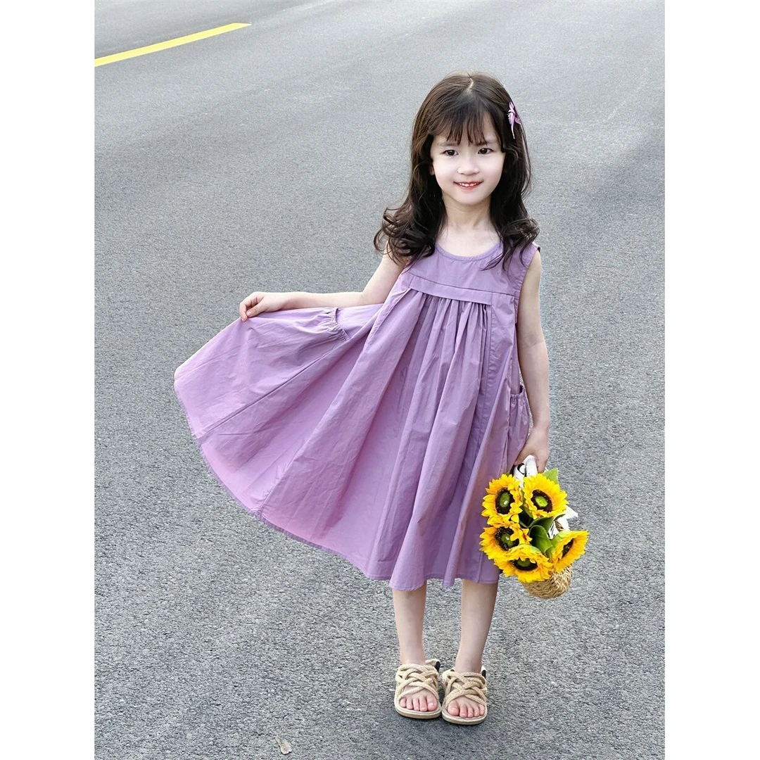 【透气吸湿】女童连衣裙洋气夏季韩版女孩纯棉公主裙无袖儿童宝宝夏
