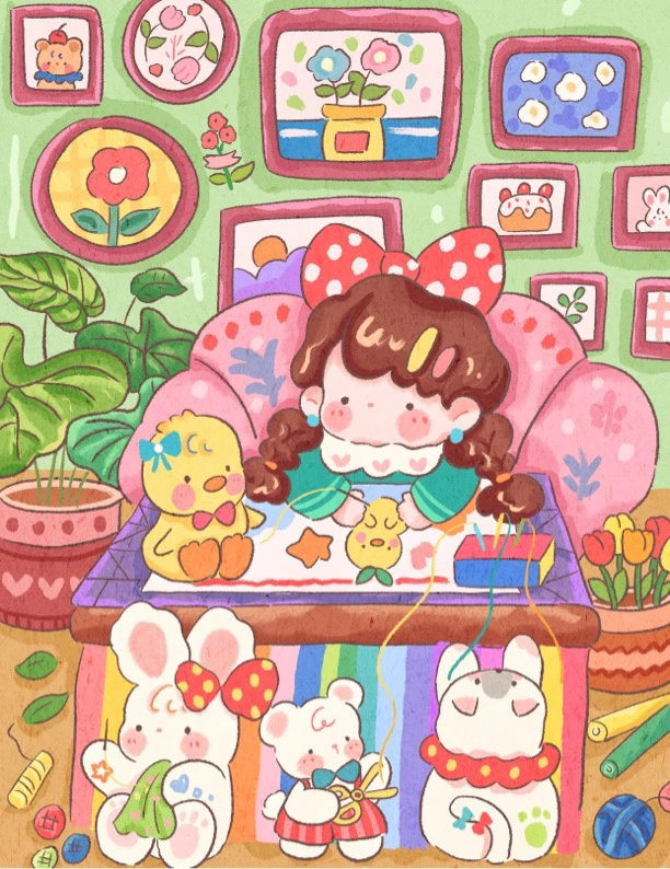 柠檬家定制：香闺绣图时光65*80四股线47色（精准印花）