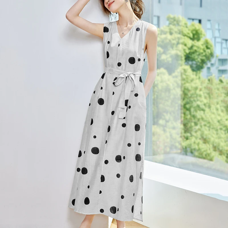 长款连衣裙到脚踝轻奢高级感波点裙子2025夏季新款雪纺长裙A字裙