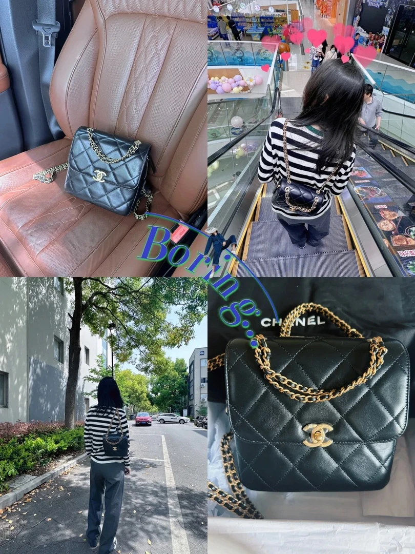 99新 Chanel/香奈儿 23p 双肩包黑金/99新/优选