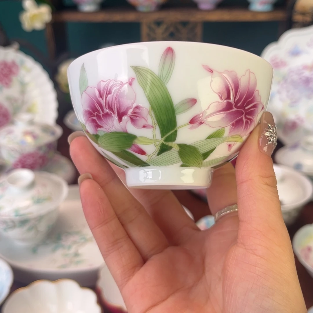 摆件陶景德镇陶瓷茶杯手绘