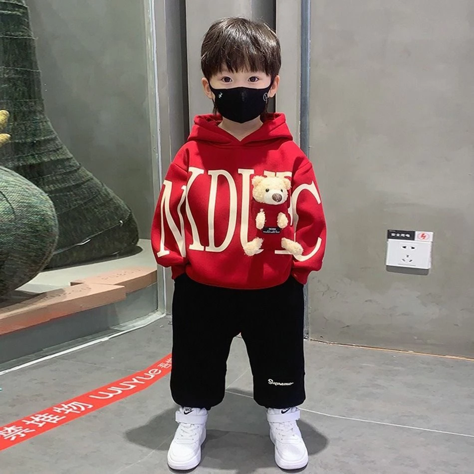 新疆西藏包邮男童春装套装2025新款女童秋款痞帅洋气宝宝休闲带帽