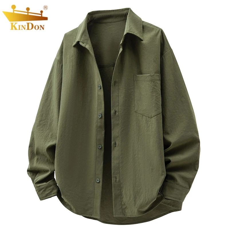 长袖衬衫男士春秋季2025新款翻领纯色简约帅气百搭衬衣开衫