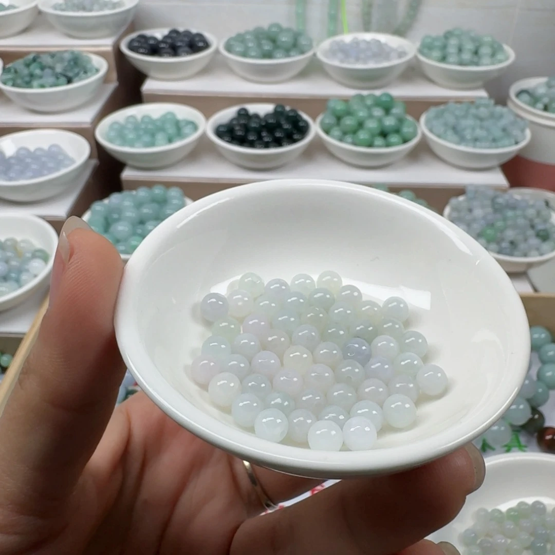 翡翠未镶嵌手链缅甸翡翠A货卡5.8mm60颗串好发货