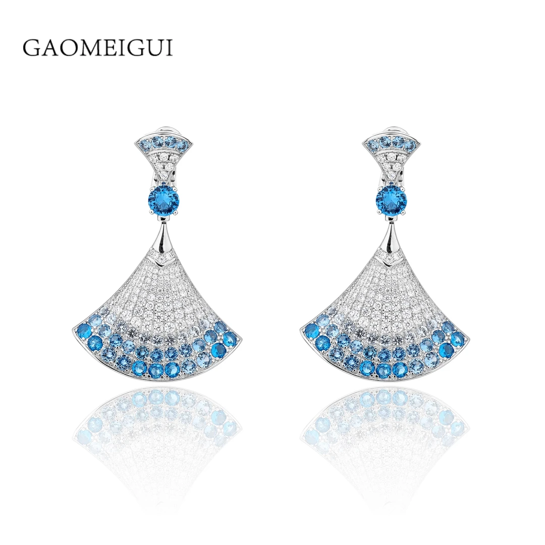 合金合成锆石耳饰 GAOMEIGUI品牌 G1033蓝/粉裙子耳环